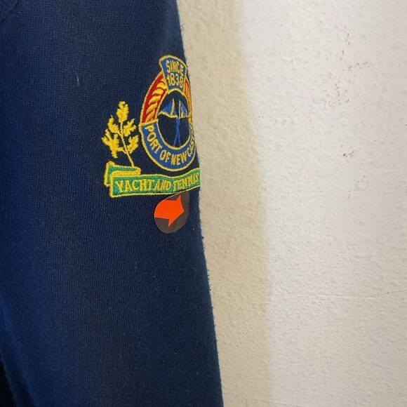 Toronto Casuals Wards Mens Sweater Large Blue Yacht Tennis Club Vtg 80s Crest - Picture 9 of 11